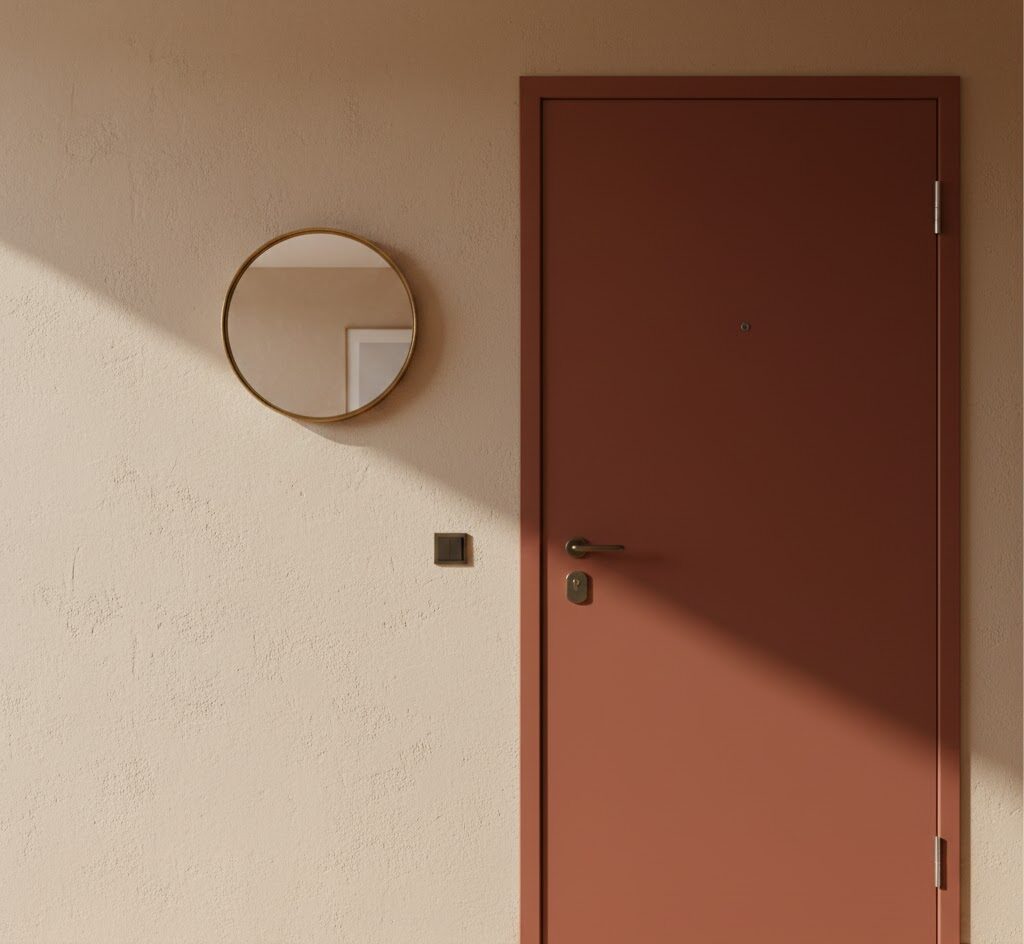 Widok na drzwi wejściowe od wewnątrz mieszkania Widok na drzwi wejściowe od wewnątrz mieszkania