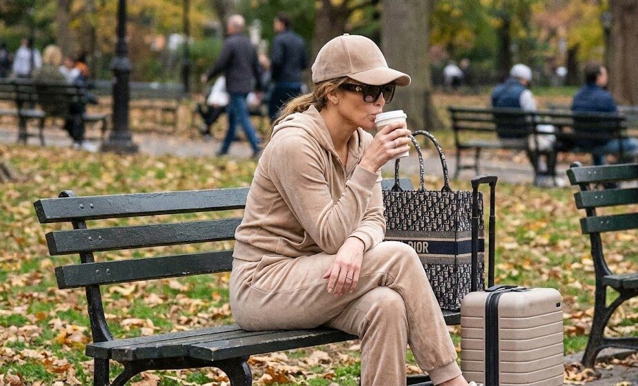 Dziewczyna siedząca na ławce w parku Dziewczyna siedząca na ławce w parku